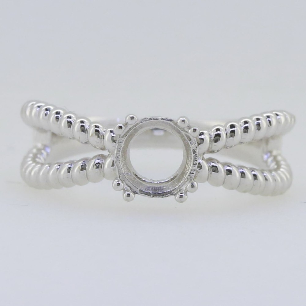 Sterling Silver Semi Mount Ring Setting Round RD 6.5x6.5mm Split Shank Rope