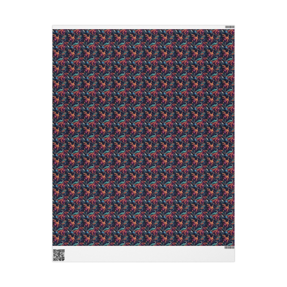 Dinosaurs in Space Wrapping Paper Fun Sci-Fi Gift Wrap
