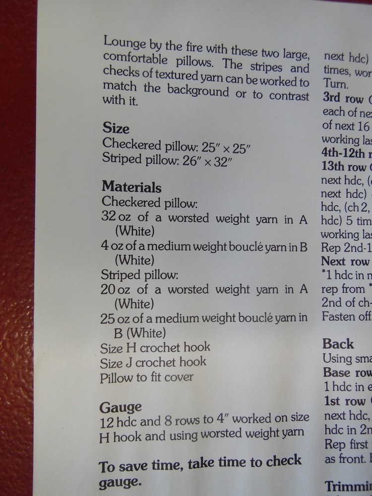 Textured Pillows crochet PATTERN INSTRUCTIONS FREE SHIPPING