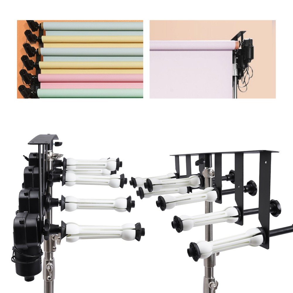Motorized 6-Roller Backdrop Support System Wall Mount Photo Video w/ Remote