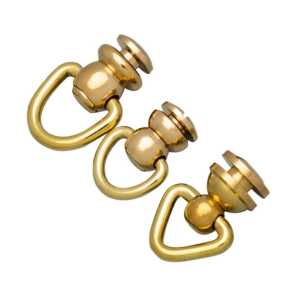 1pc Brass Ball Studs Rivets Ball Post with D/Triangle Ring Rivet Nail Rotatable