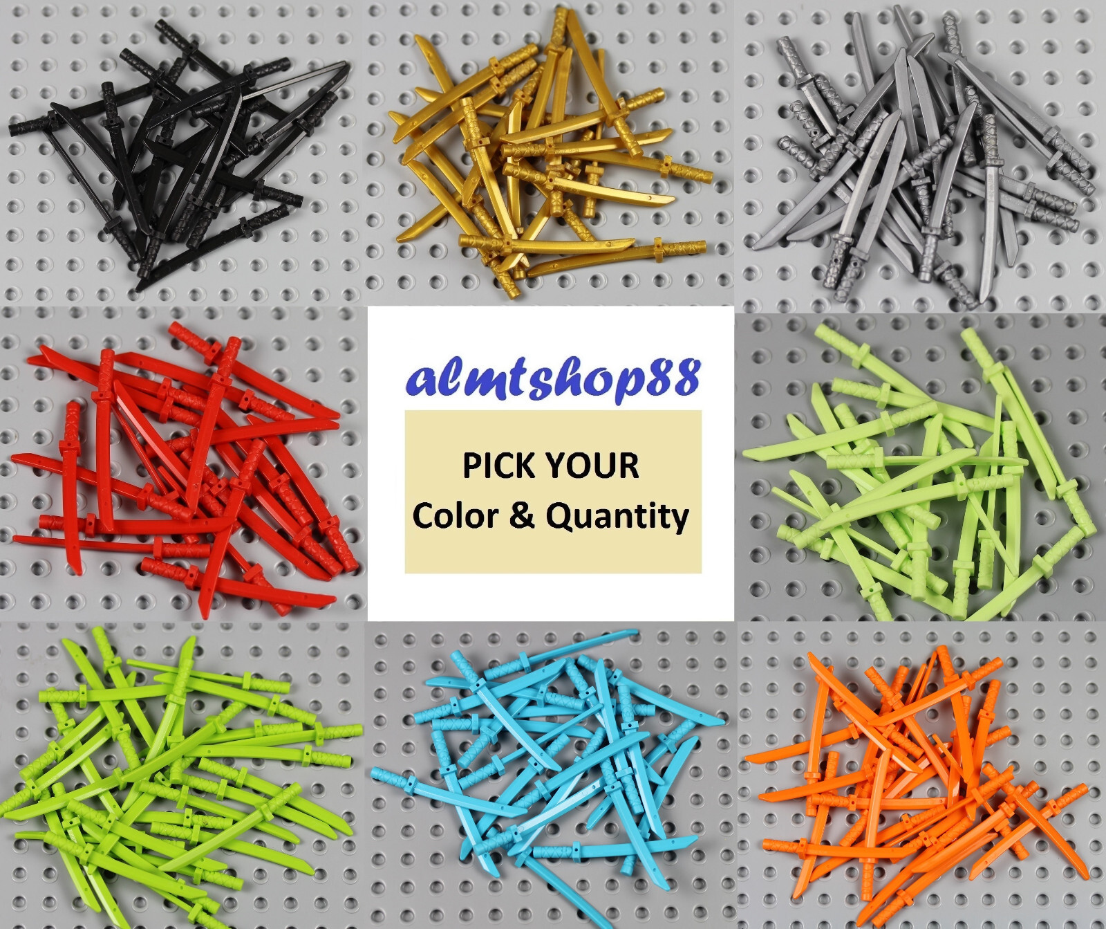 LEGO - Katana Swords - PICK COLORS - Minifigure Weapon Shamshir Knight Samurai