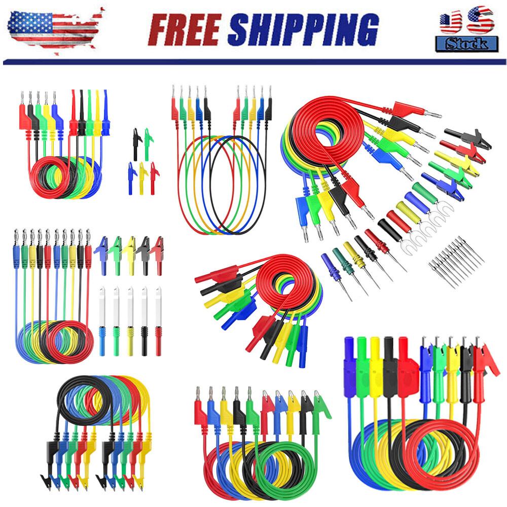 3.3FT 4mm Stackable Banana Plug Test Lead Kit & Alligator Clips & Back Probe US