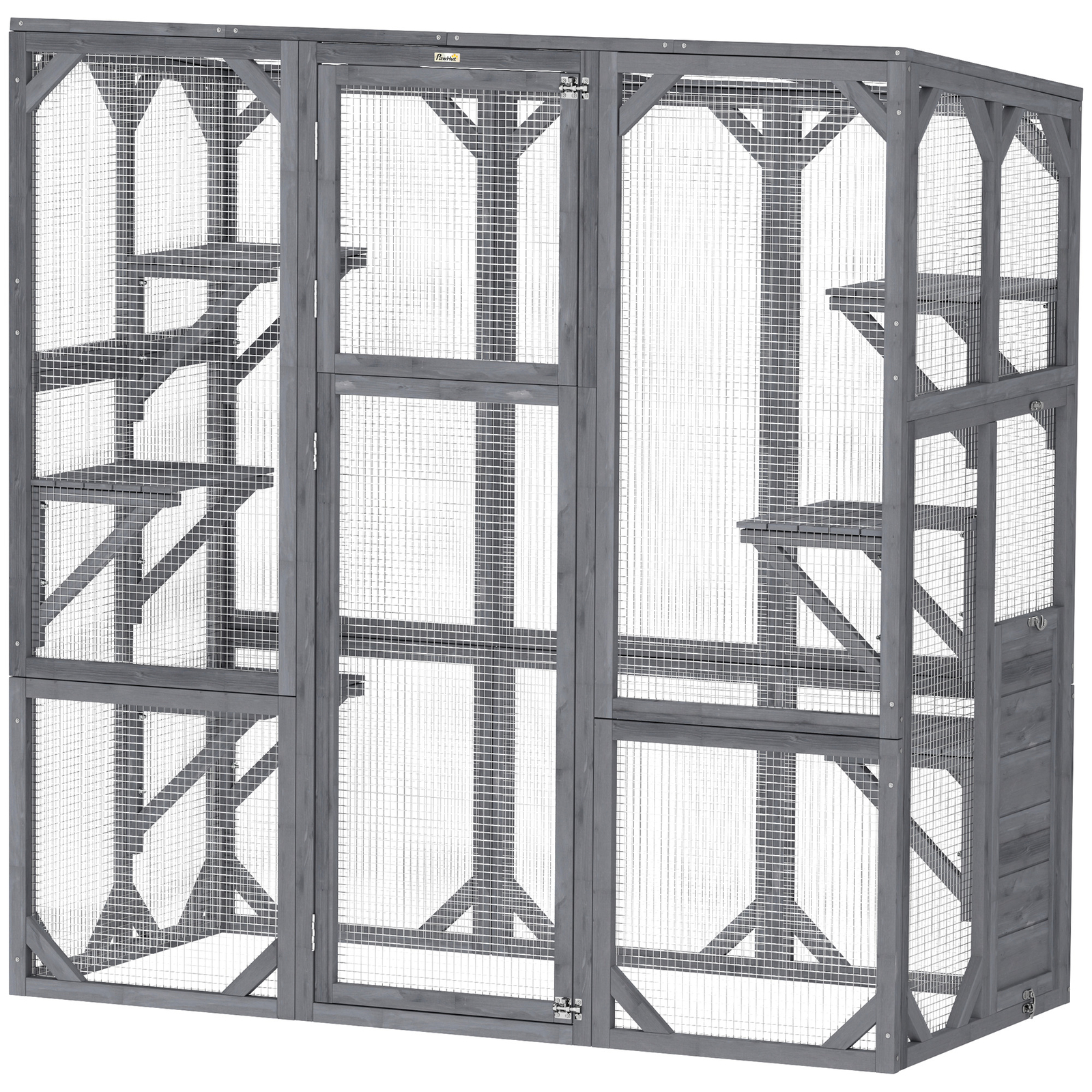 PawHut Catio Outdoor Cat Enclosure for 1-3 Cats, 59" x 28" x 60", Gray