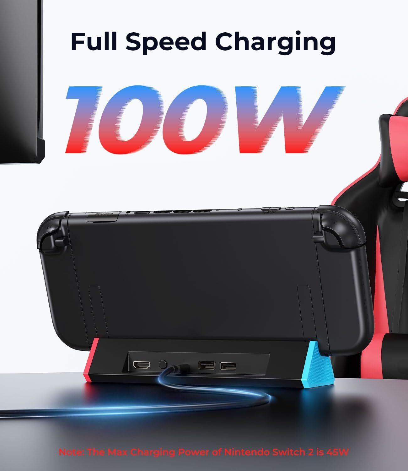 SIWIQU Switch 2 TV Dock 4K@120Hz Charging Dock Station For Nintendo Switch2 100W