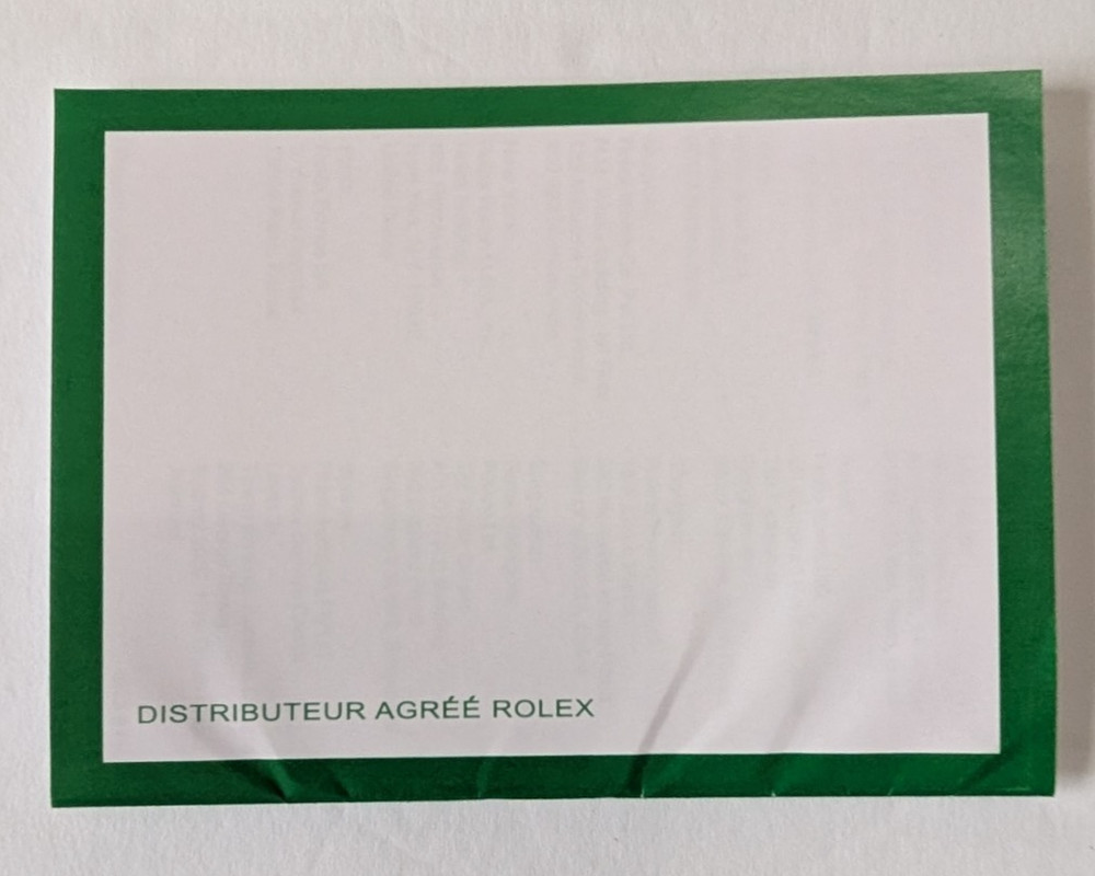 Rolex Papers and Tag