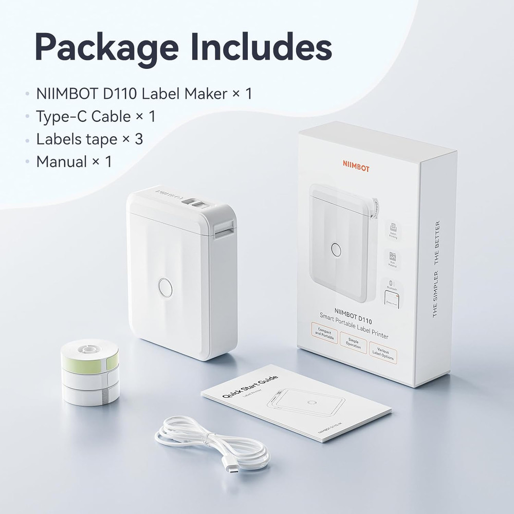 D110 Upgraded Version Mini Label Maker Machine with 3 Tapes, Portable Bluetooth