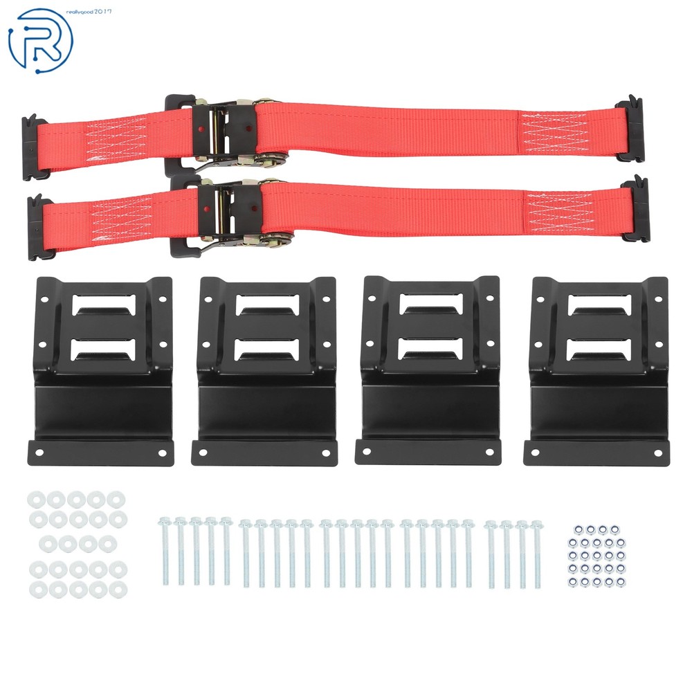 Durable E Track Wheel Chock System 6'Ratchet Tie Down Straps Secure Cargo 1 Pack