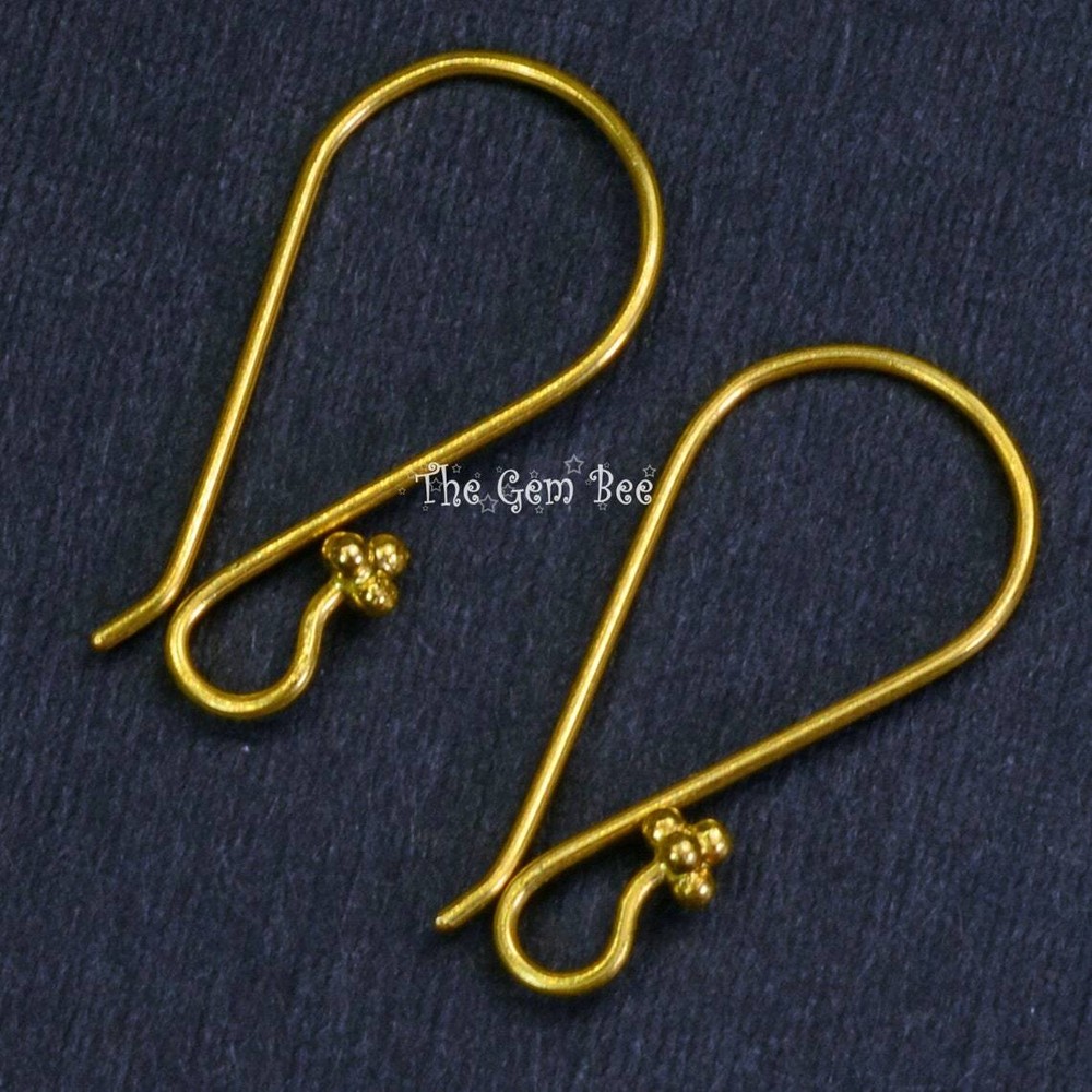 18k Solid Yellow Gold Earwires With Daisy Ends 1 pair