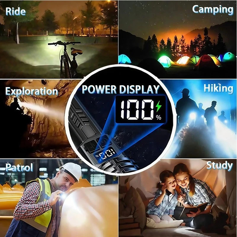 990000000 Lumen Super Bright LED Tactical Flashlight Rechargeable LED Work Light