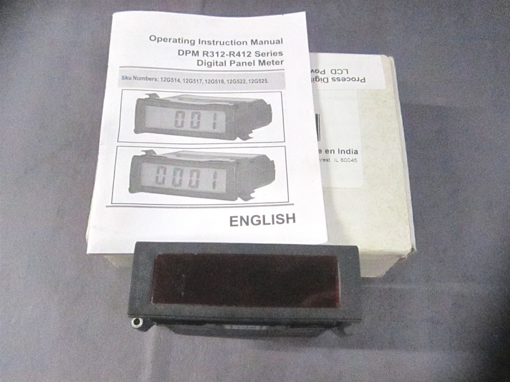 4-20mADC 85-250VAC Red LCD Process Digital Panel Meter with Mounting Brackets