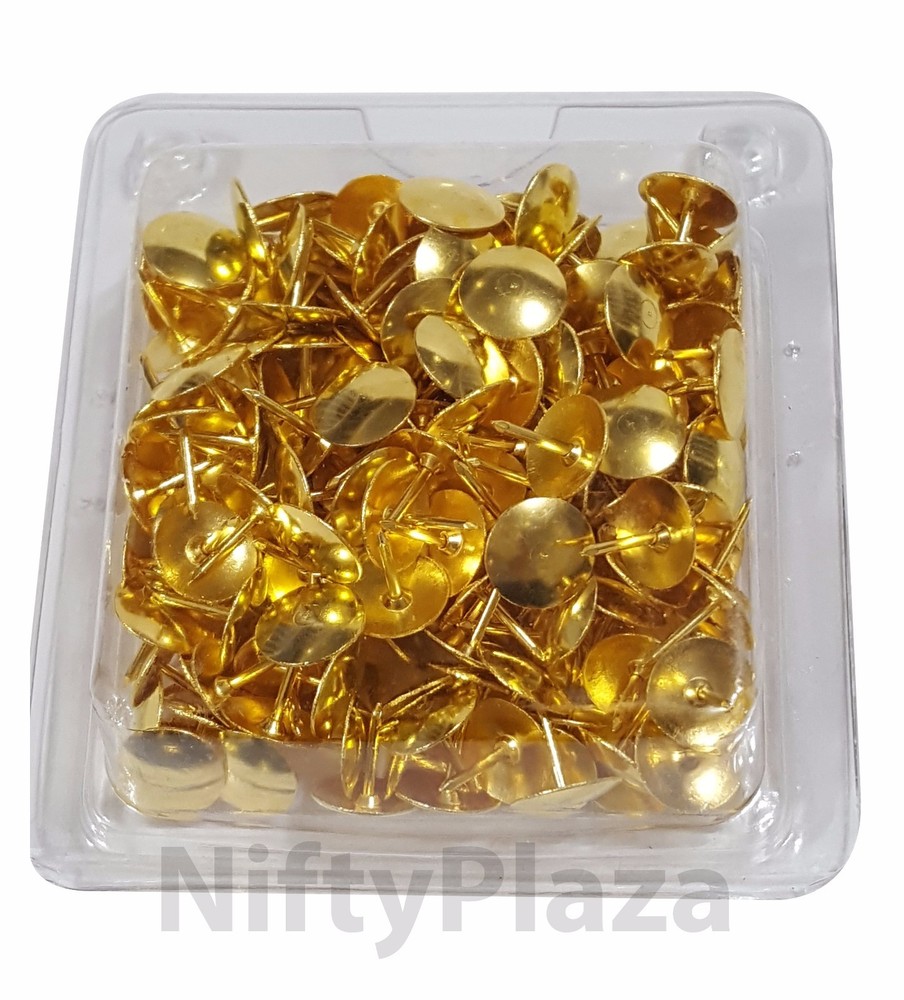 200 Push Pin Thumb Tacks BRASS Gold Drawing board No Rust - Sharp Point
