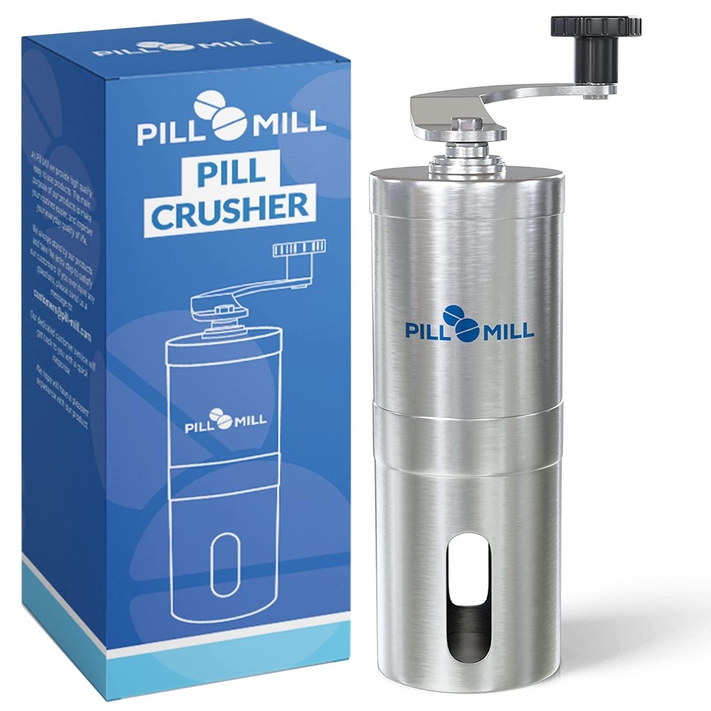 Pill Mill Crusher - Crushes Multiple Tablets 1 Count (Pack of 1), Silver
