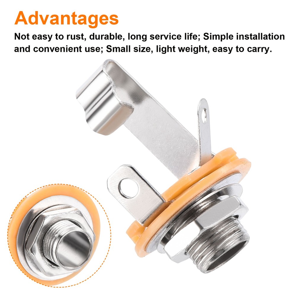 8 Pcs Guitar Input Jack 1/4" Stereo Jack Mono Panel Mount Socket Silver