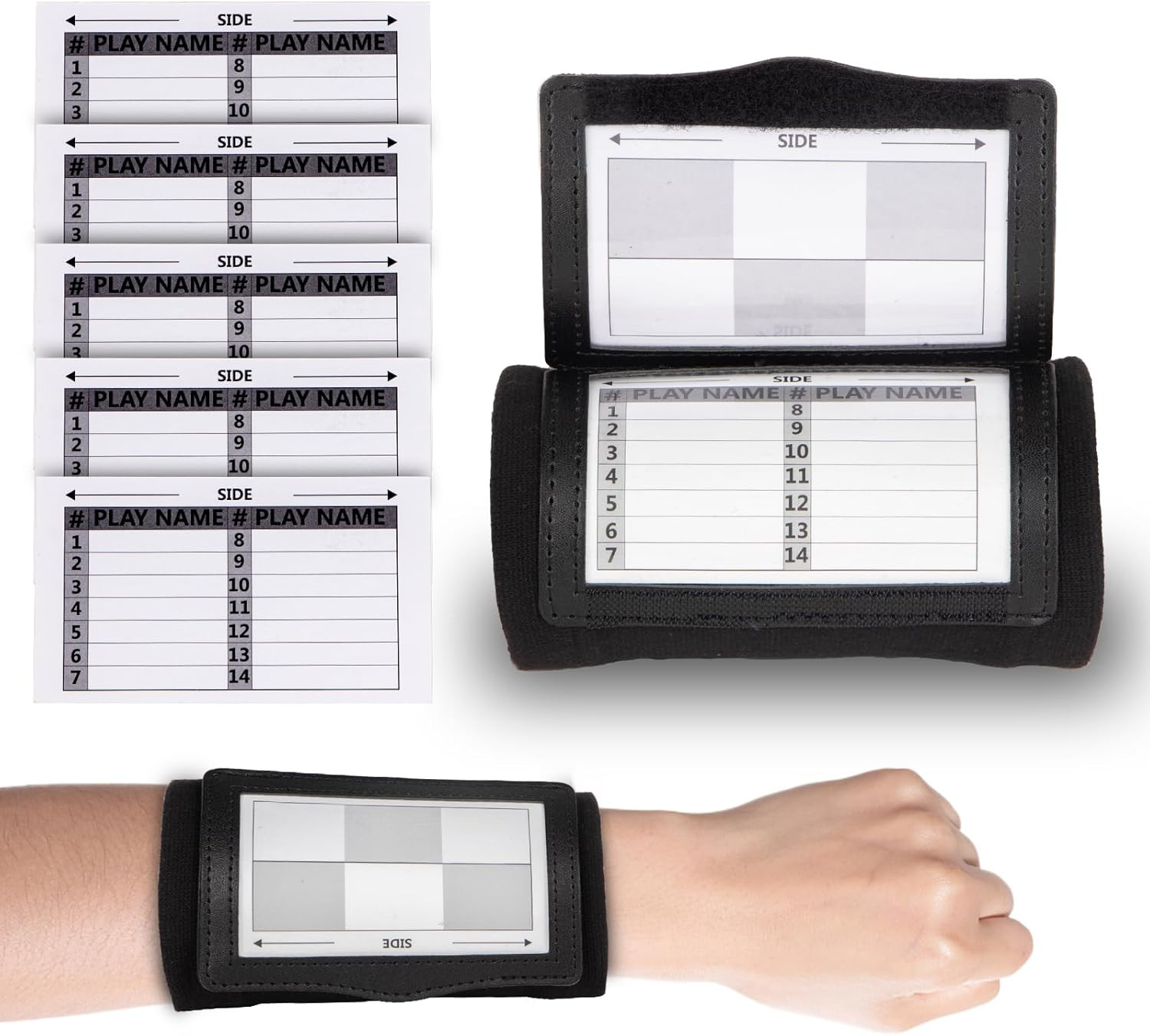 Football Wristbands with 5 Playbook Cards, Clear PVC Windows Wristbands Sports f