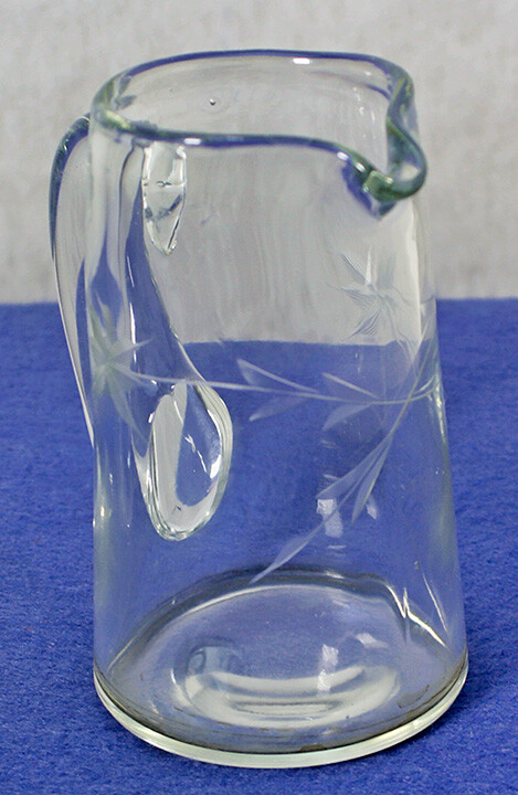 Clear Glass Etched Star Flower Pitcher