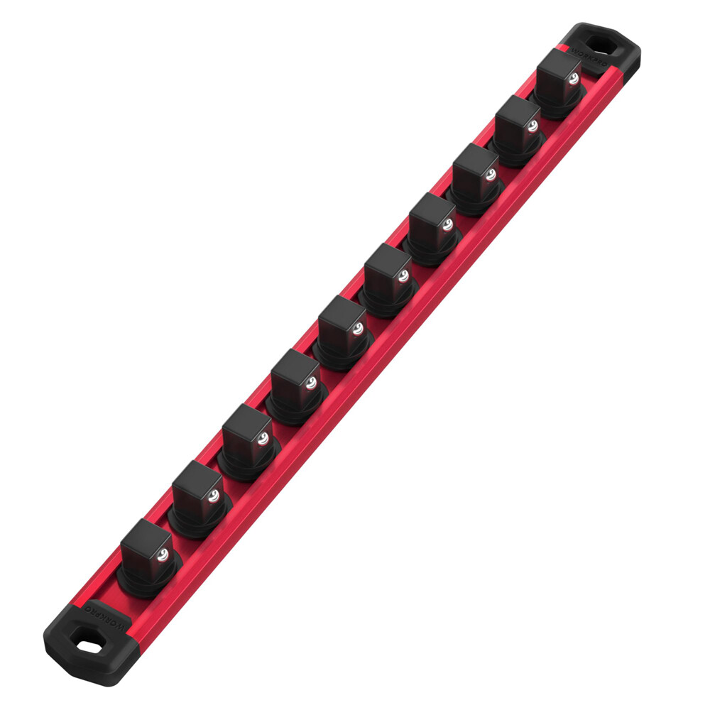 WORKPRO Magnetic Socket Organizer, 3/8-Inch Heavy Duty Socket Holder (Red) NEW