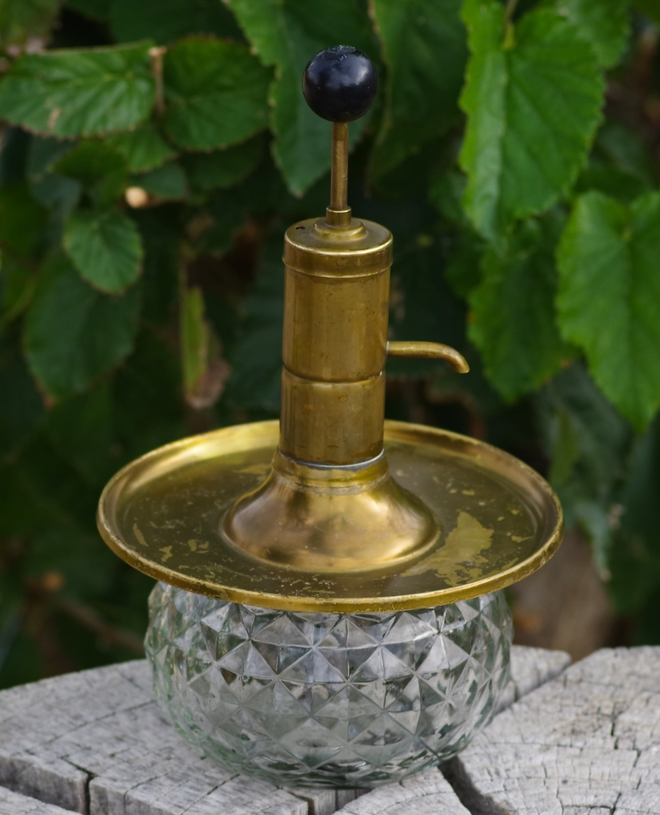 VINTAGE Rotating Liquor Dispenser Brass Glass Made in USA 1960's IS IS