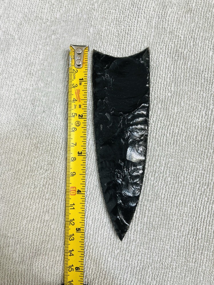 5” 1/4 Utah Black Obsidian Clovis Arrowhead.