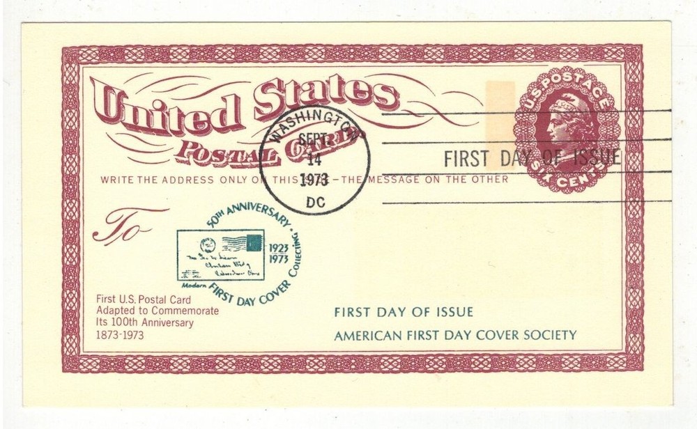 1973 POSTAL CARD CENTENARY 1OOth ANNIV. UX65 & AFDCS CACHET
