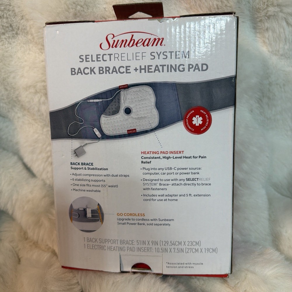 Sunbeam Select Relief System Back Therapy Bundle USB Powered Firm Support