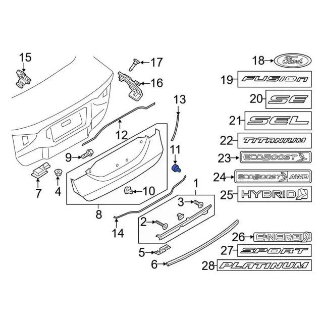 Genuine Ford Deck Lid Stop Buffer DS7Z-5843634-D