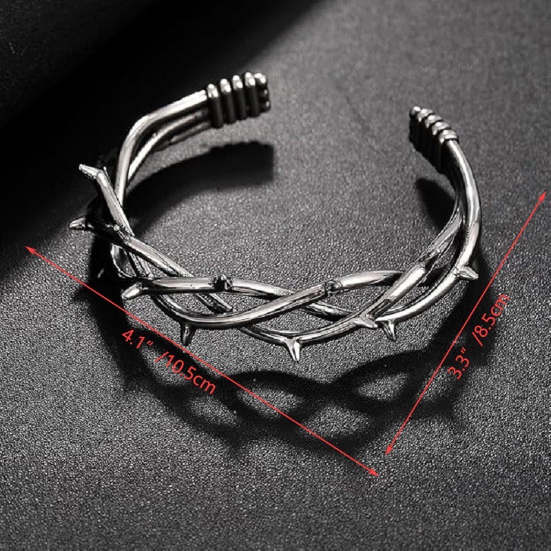 Retro Gothic punk biker style cool adjustable bracelet, men's silver jewelry.