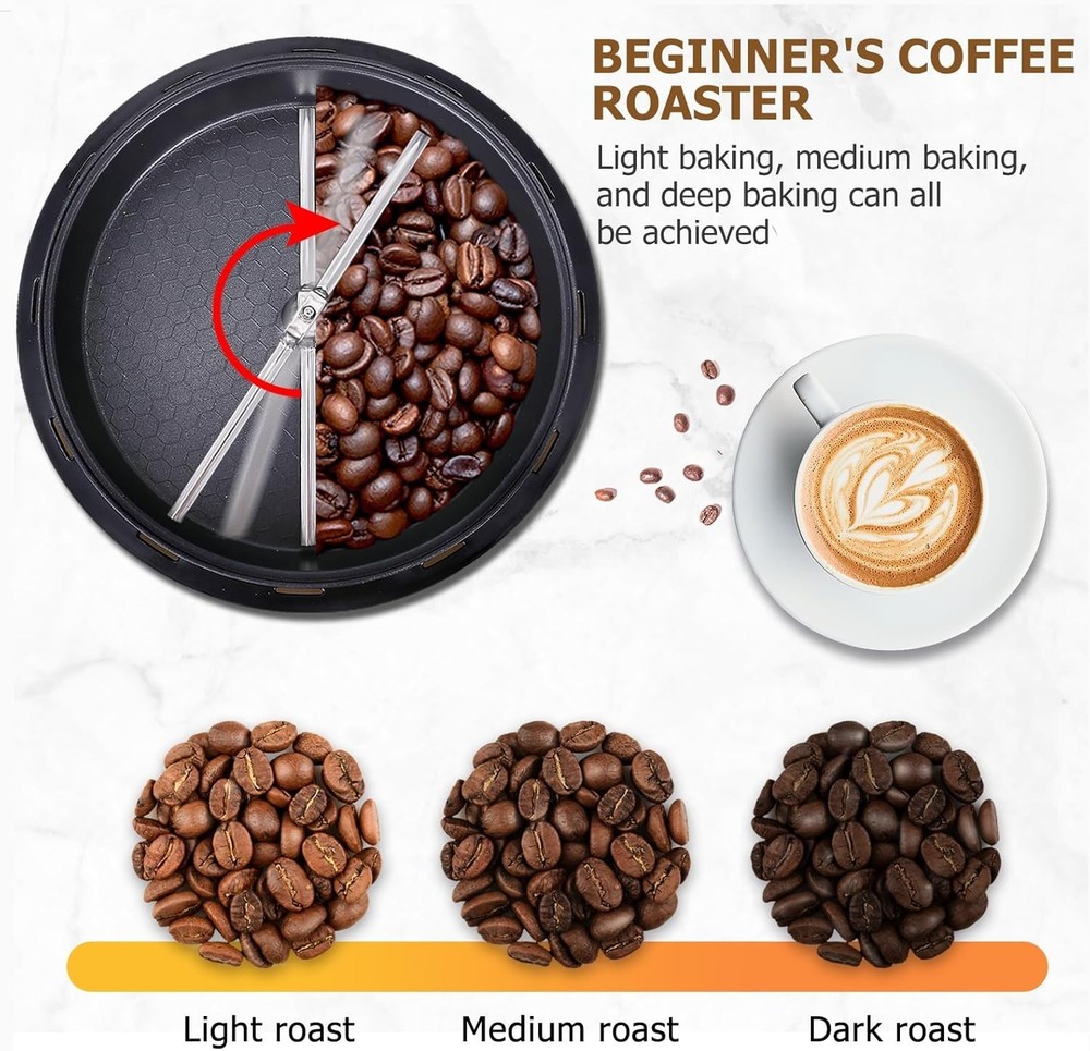Electric Coffee Bean Roaster with Timer & Temperature Adjust