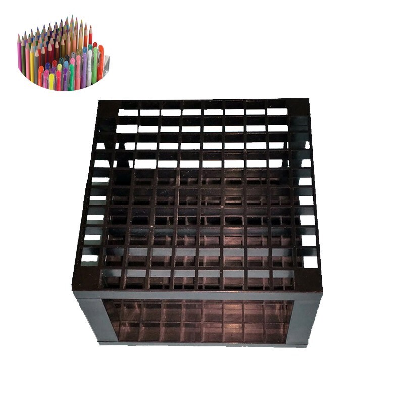 96 Hole Square Pen Holder Black Plastic Pencil & Brush Markers Holder Stand