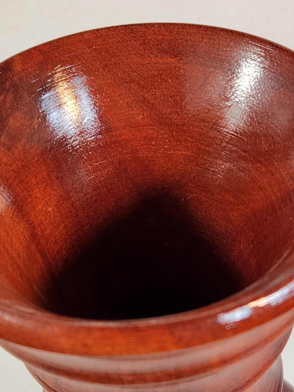 Peruvian Bloodwood Vase Satine Dark Red Handcrafted Folk Art 8'' Exotic RareWood
