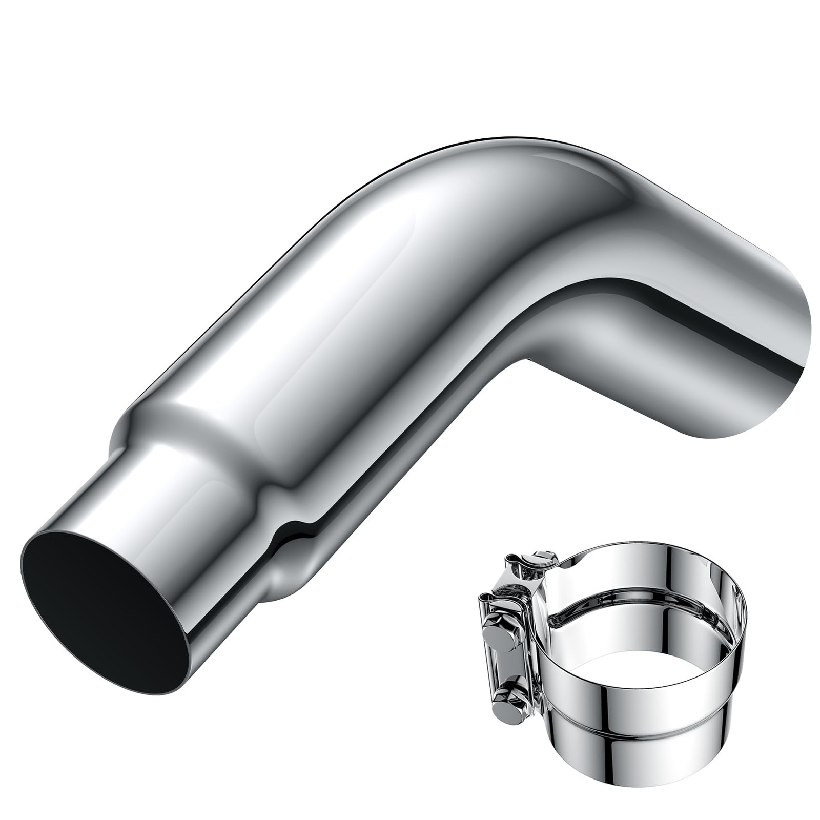 Diesel Exhaust Chrome Turndown Elbow Tip 4"-5" 4"-6" 5"-6" Inlet Outlet 23" Long