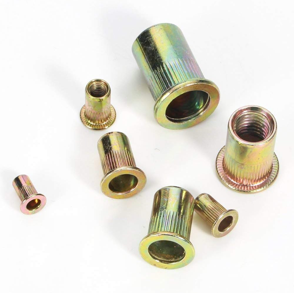 175PCS Metric Rivet Nut Kit Carbon Steel Flat Head Threaded Insert Nut Assorted