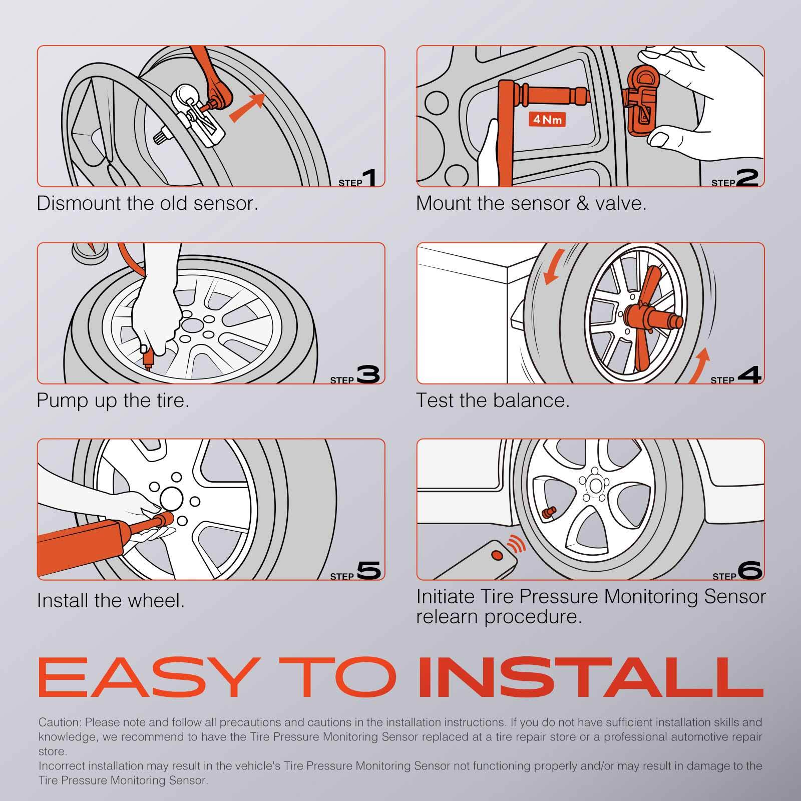 4x 315 MHz TPMS Tire Pressure Monitoring Sensor for Chevy Silverado GMC Sierra