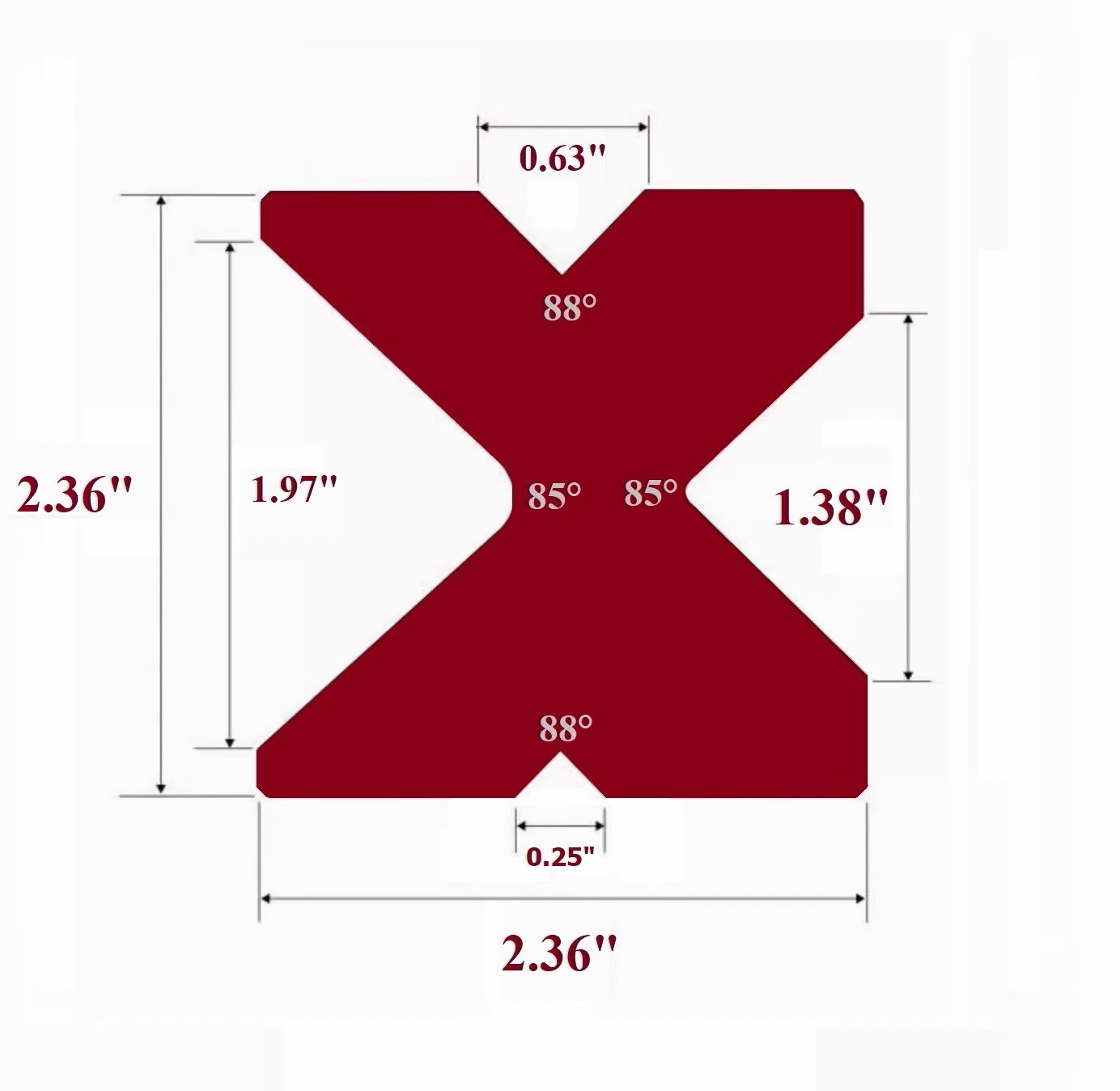 NEW 12" Press Brake Die 2.36" square. V Openings: 0.25", 0.63", 1.38" and 1.97"