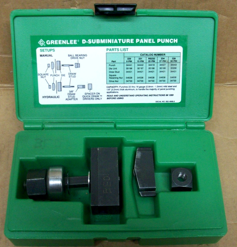 Greenlee® 232 25-Pin D-Subminiature Panel Punch Unit