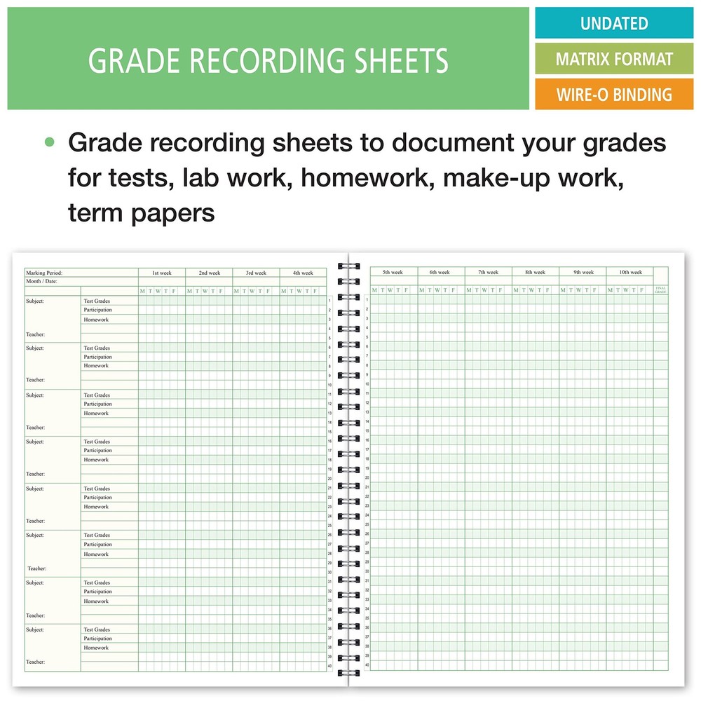 SO-8 Undated Student Organizer Planner for Middle School Homework Tracker