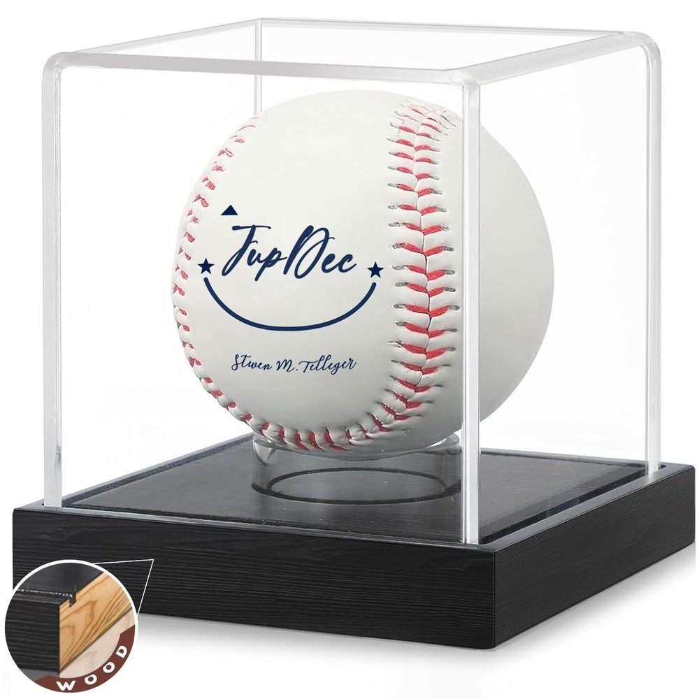 JupDec Baseball Display Case, Clear Cube Holder with 1 Pack, Black