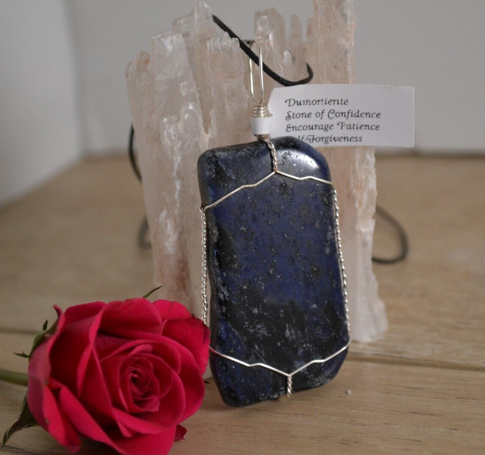 Dumortierite Wire Wrapped Pendant
