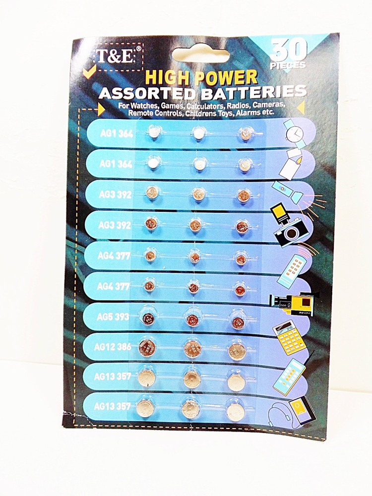 Button Cell Batteries 30 piece Assorted Electronics Coin Battery Watch Camera