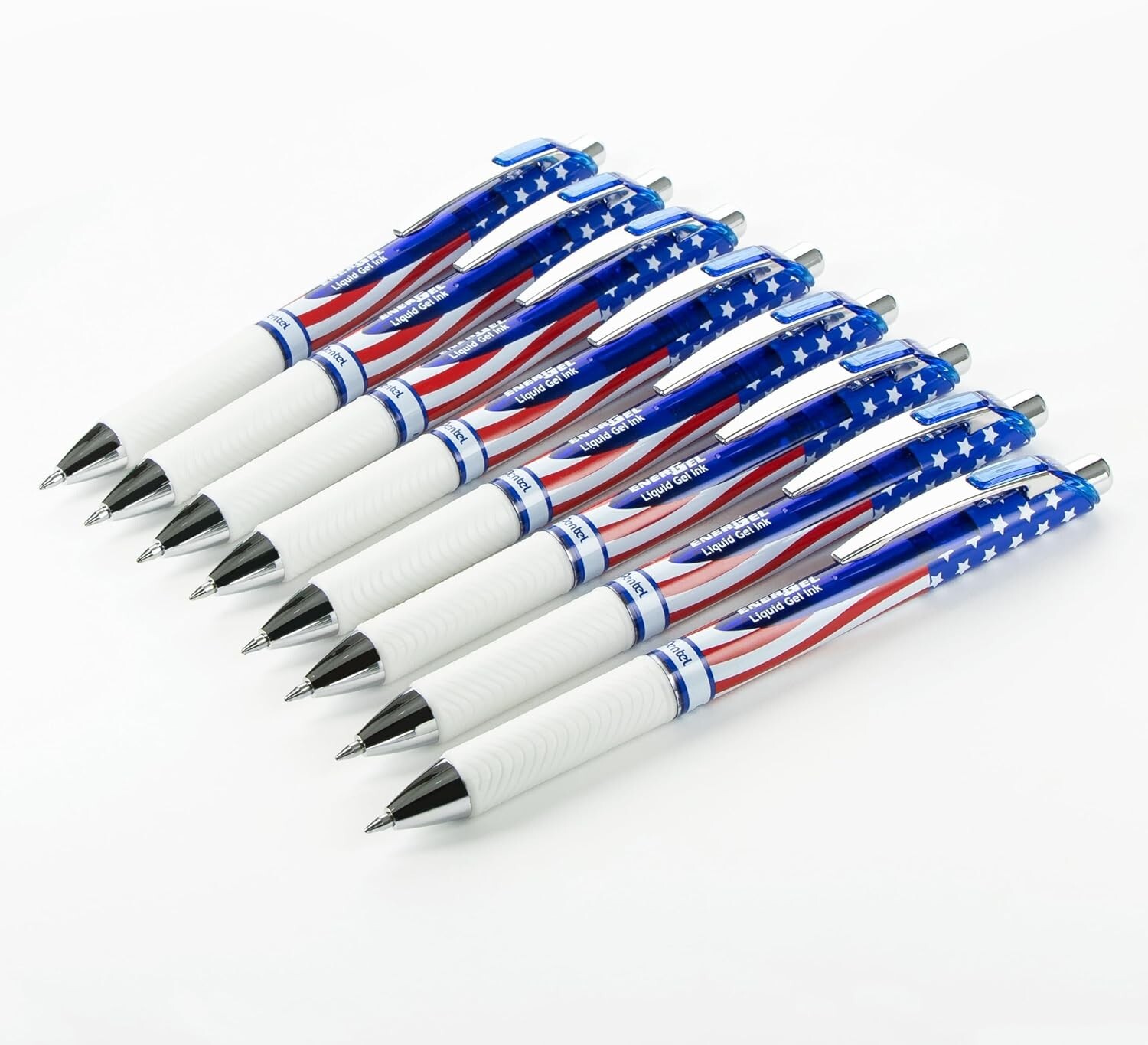 Pentel EnerGel RTX Retractable Liquid Gel Pen, Flag Barrel, Black ink, Pack of 8