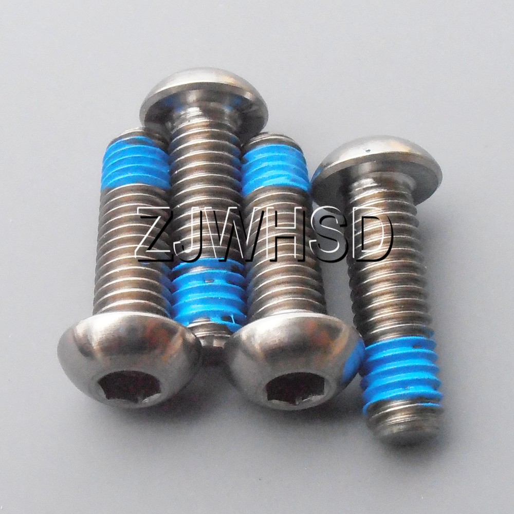 4pcs M6 x 20 mm Ti Titanium Screw Bolt Allen Hex Socket Button Head ThreadLocker