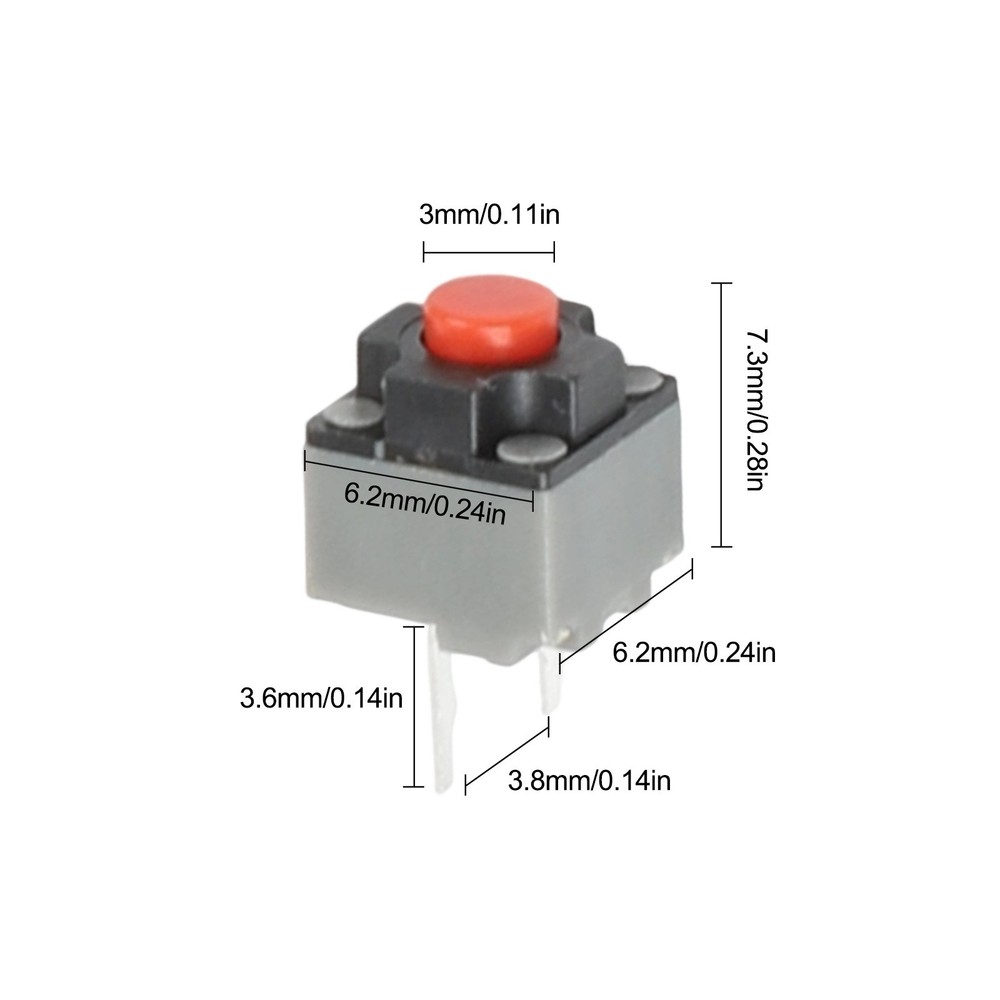 20 Red Buttons Mouse Micro Switch 2 Pin for Home Appliances Replacement