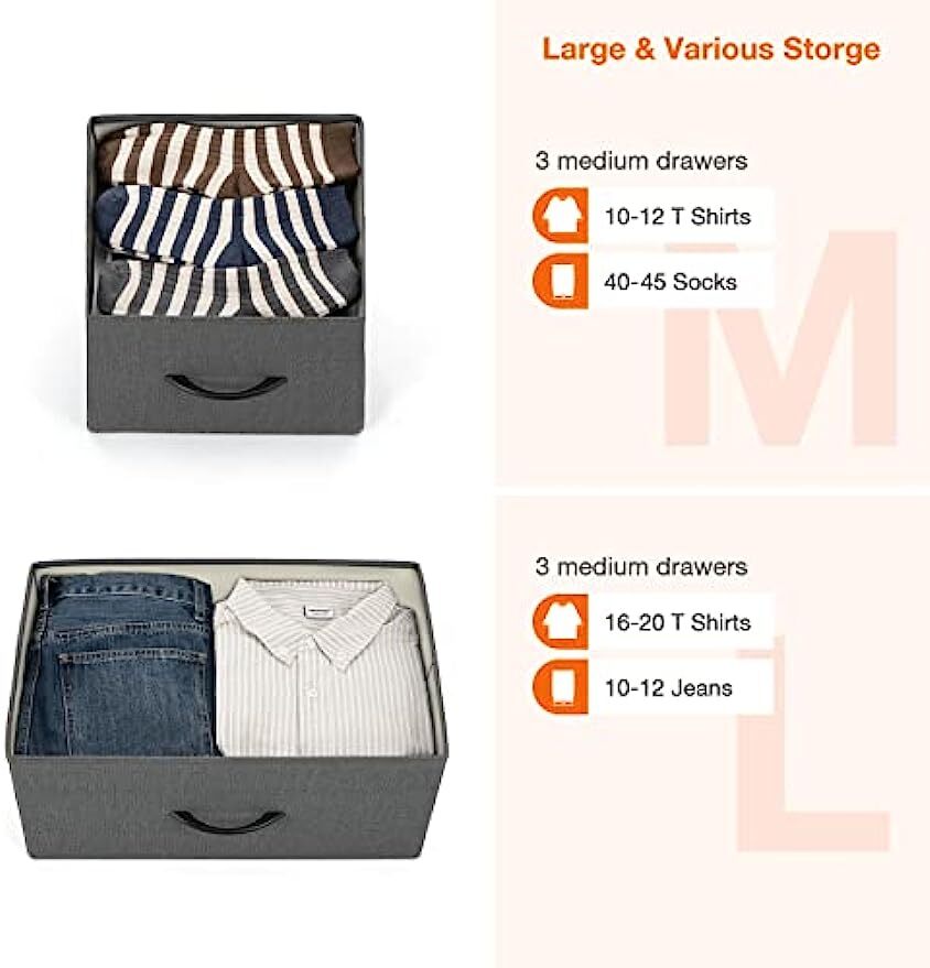 9 Storage Drawer Dresser for Bedroom Tall Wood Dresser with Fabric Storage Tower