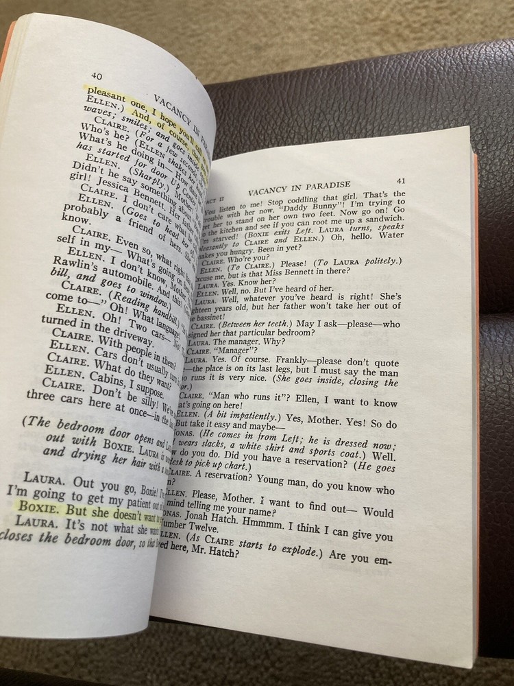 Script for VACENCY IN PARADICE A COMEDY IN THREE ACTS BY JOHN KIRKPATRICK