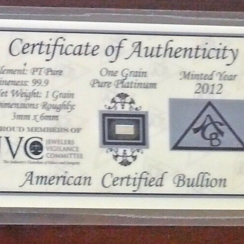 ACB Gold Silver Platinum Palladium 1GRAIN Combo Pack BULLION Bars w/COA's~