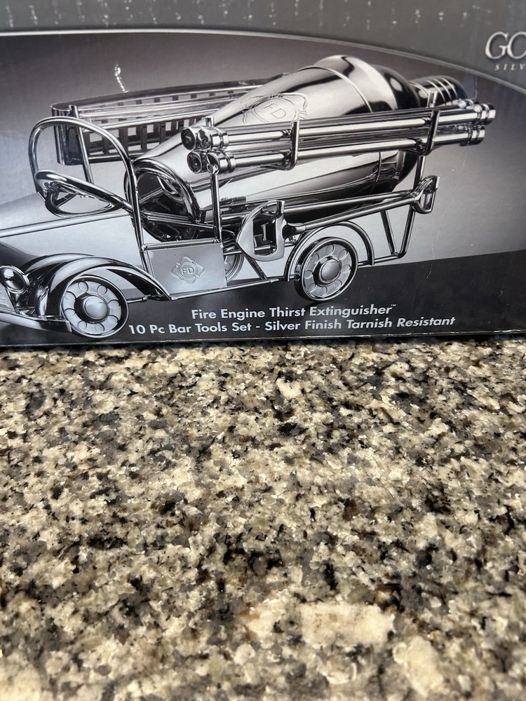 Godinger Fire Truck Bar Tool Set FD (Fire Dept) New Open Box