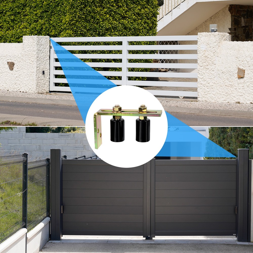 Slide Gate Guide Roller with l Post Bracket 2.4" Nylon Rollers Gate Black