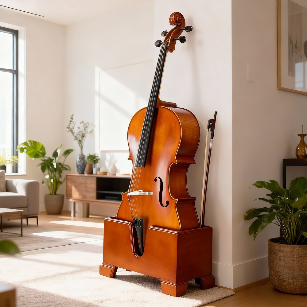 4/4 Natural reddish-brown cello base with foam protective layer