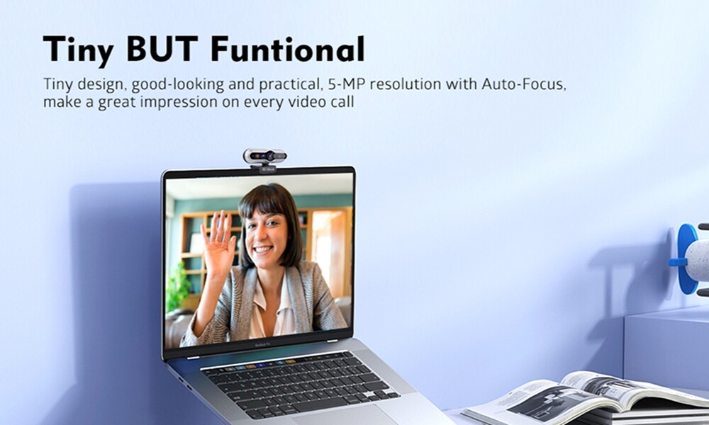 TOALLIN 2K QHD Webcam Auto-Focus Windows Hello Privacy Shutter with Microphone