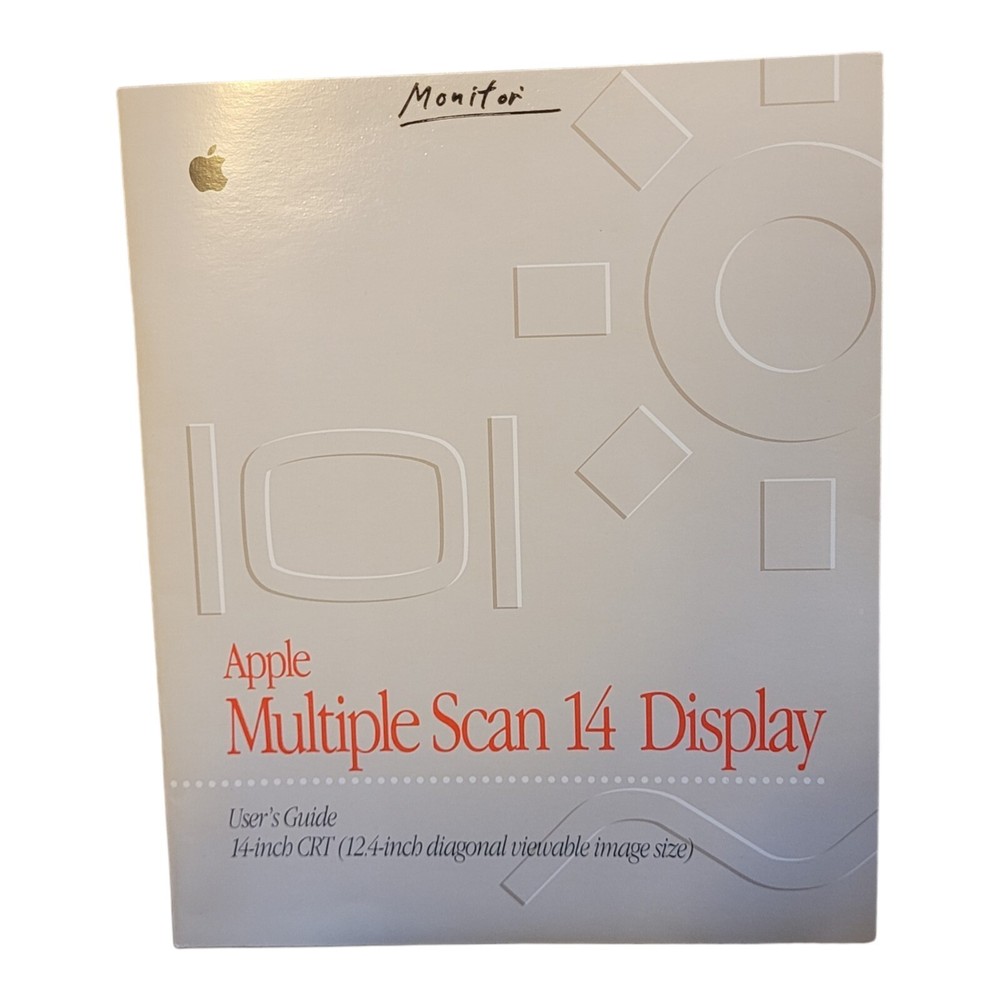 APPLE MULTIPLE SCAN Software Floppy Disk & 14 DISPLAY USER'S Guide CRT Manual